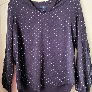 Gap navy blue shirt with mint green polka dots sz S